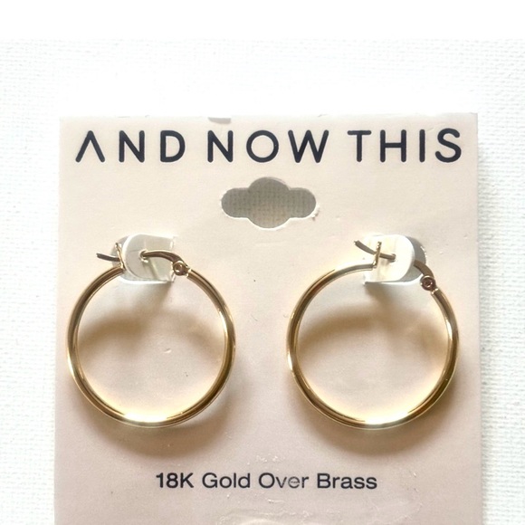 And Now This Jewelry - And Now This 18K Gold Over Brass Hoop Earrings